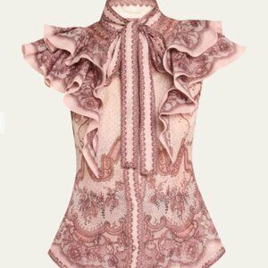 Zimmermann Crush Frilled Fitted Blouse
